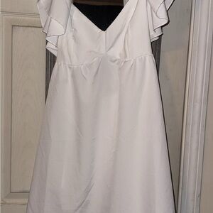 SHEIN White Ruffled Tiered Sundress with V-Neck